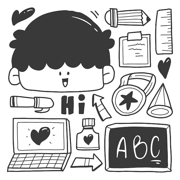 hand drawn school doodle cartoon design