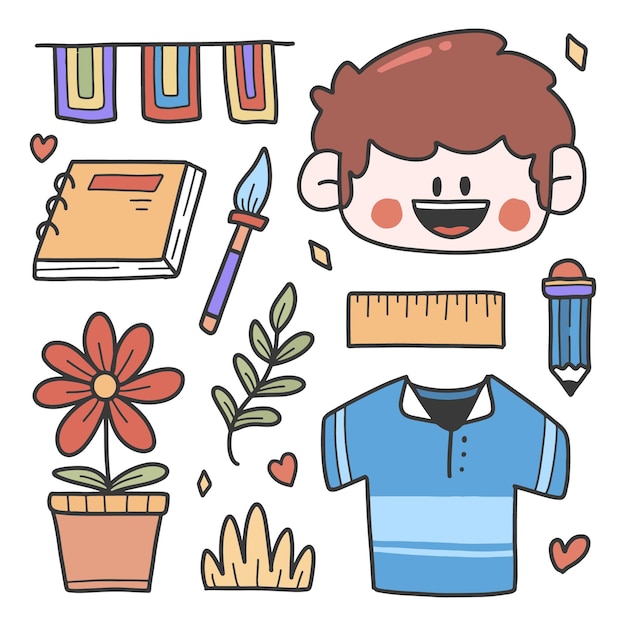 Hand drawn school doodle cartoon illustration design