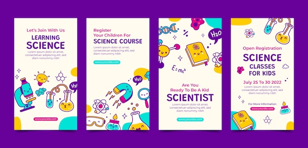 Hand drawn science instagram stories