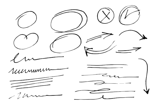 Hand drawn scribble line circles. Doodle circular for message note mark design element