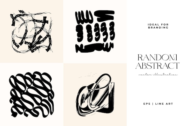 Hand drawn scribbles vector set Doodle ink brush shapes random chaotic lines