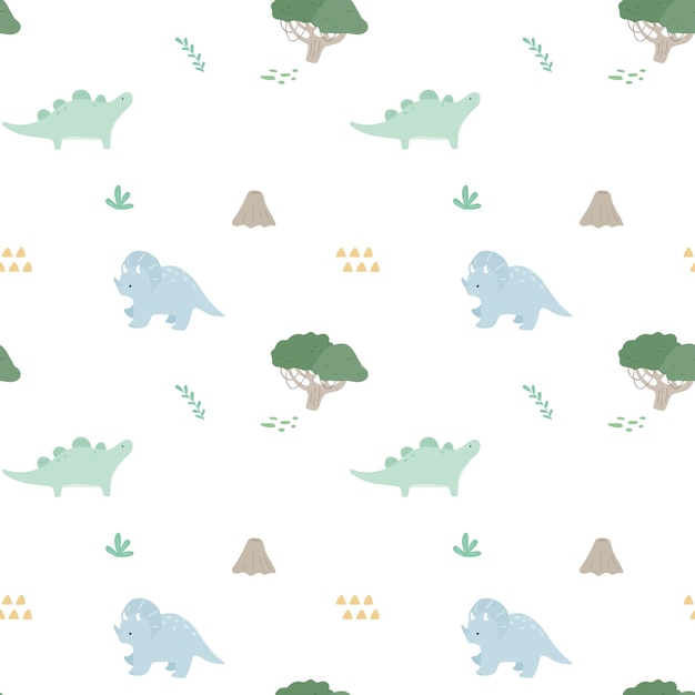 Hand drawn seamless dinosaur pattern