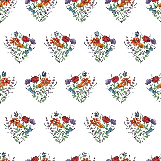 Hand drawn seamless floral pattern Liner and pencils