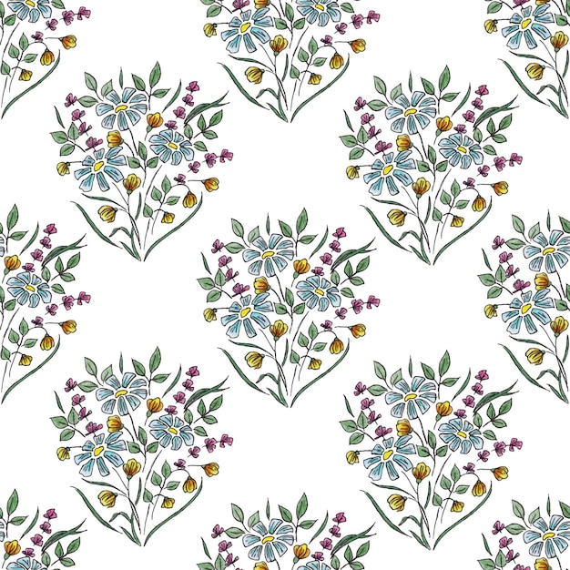 Hand drawn seamless floral pattern Liner and pencils