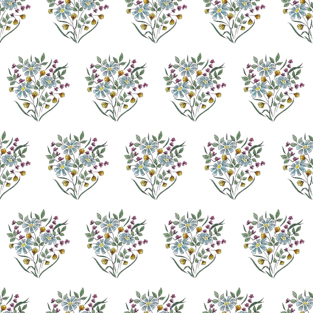 Hand drawn seamless floral pattern Liner and pencils