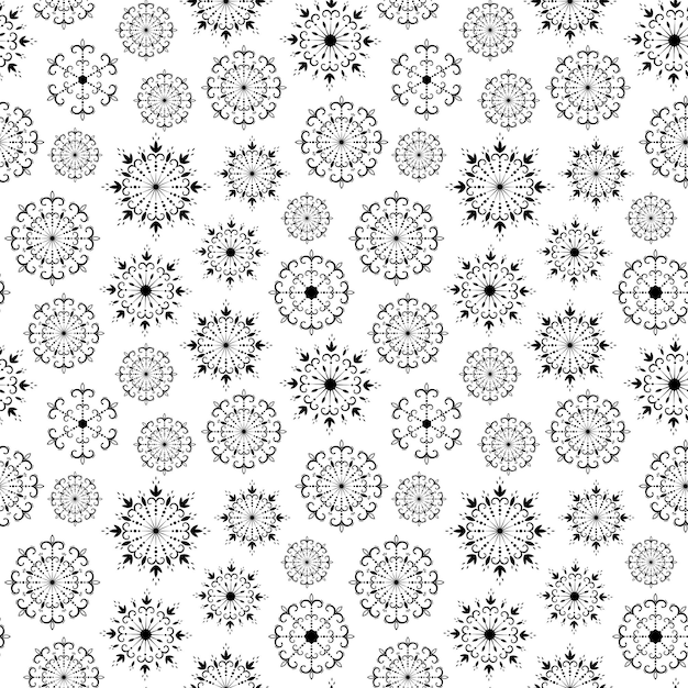 Vector hand drawn seamless pattern of decorative christmas snowflakes vector sketch elements christmas ornamental illustration for greeting card wallpaper wrapping paper fabric packaging