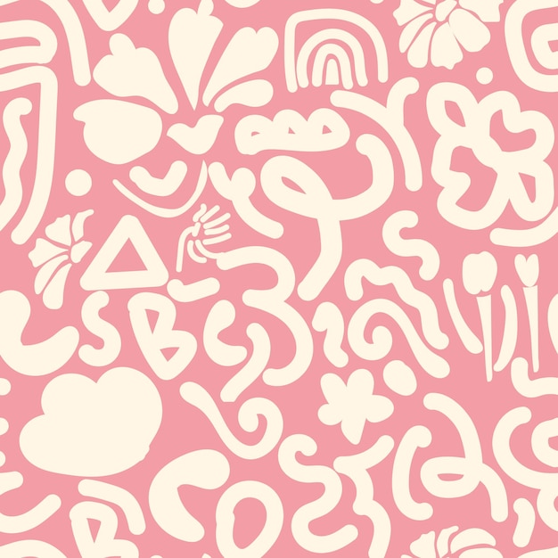 Hand drawn seamless pattern with abstract shapes