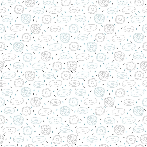 Hand drawn seamless pattern with cute donuts