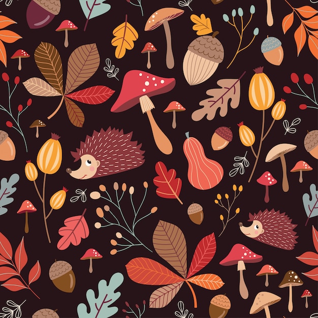  Hand drawn seamless pattern with cute elements