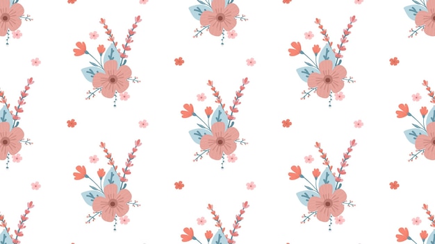 Hand drawn seamless pattern with flowers