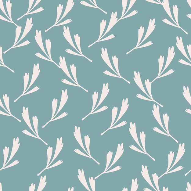 Hand drawn seamless pattern with simple herb leaves.