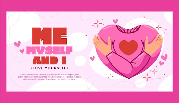 Hand drawn self love horizontal banner