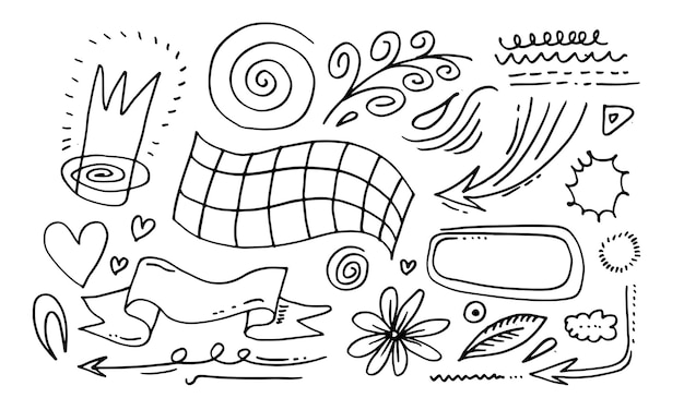 Hand drawn set elements for concept design vector illustration