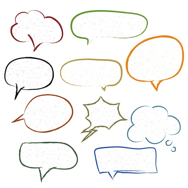 hand drawn Set of empty comic speech bubbles vector doodle element illustration