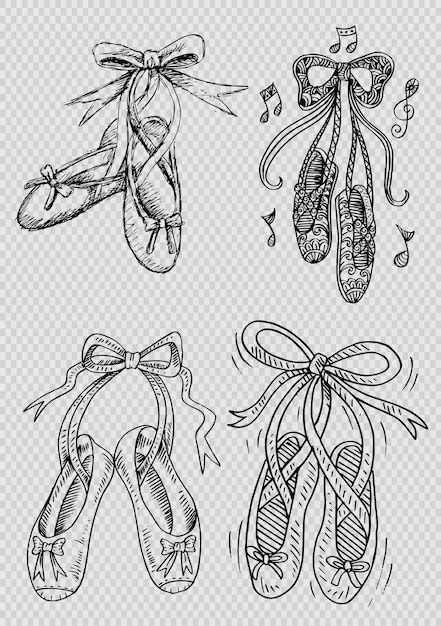 Hand Drawn Set of Shoes Ballet 