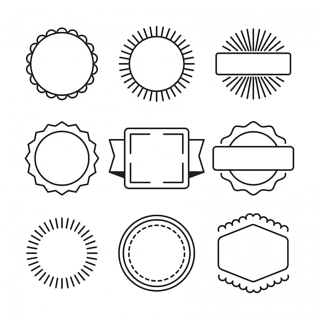 Hand drawn set of simple circle frame and border with different shapes.