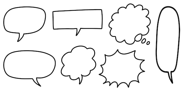 Hand drawn set of speech bubbles isolated . Doodle set element. Vector illustration.