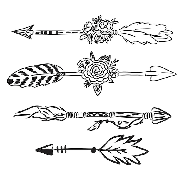 Hand drawn set of tribal arrows native american poster tshirt print