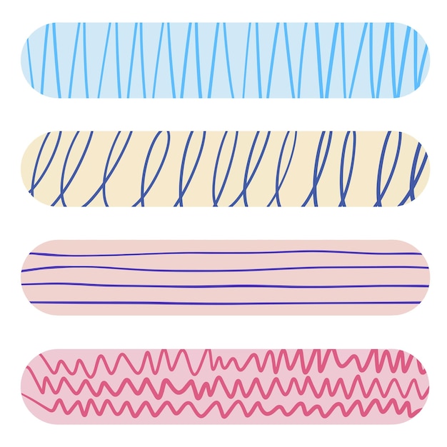 Vector hand drawn set of washi tape round stripes with squiggle geometry and cute pattern vector adhesive