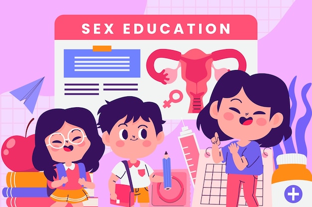 Vector hand drawn sex education illustration