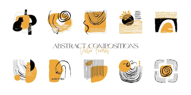 Hand drawn shapes and doodle objects. Abstract contemporary modern trendy vector illustration.