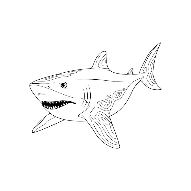 Hand drawn shark outline illustration