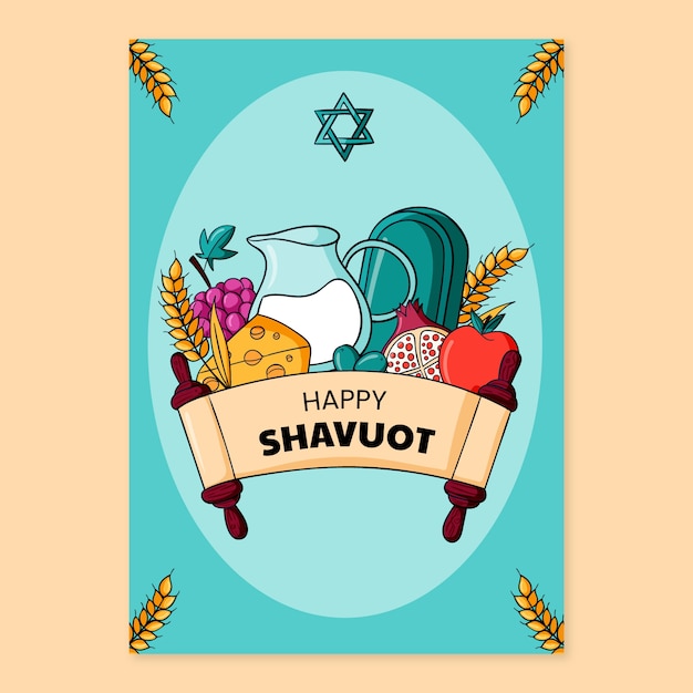 Hand drawn shavuot greeting card template