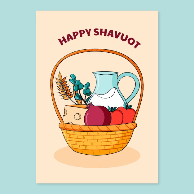 Hand drawn shavuot greeting card template