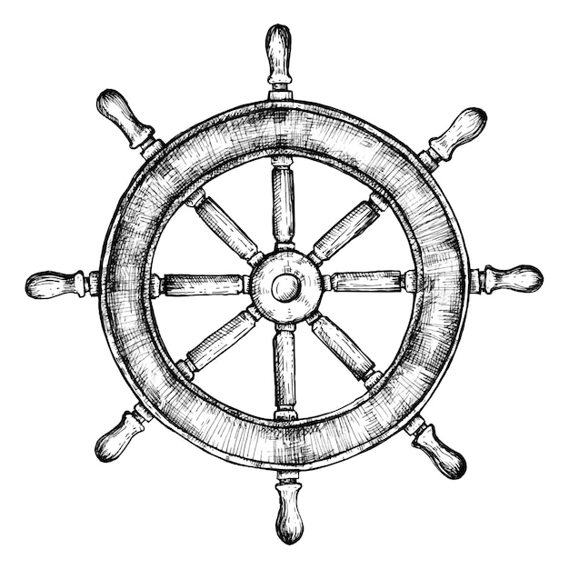 Hand drawn ship wheel