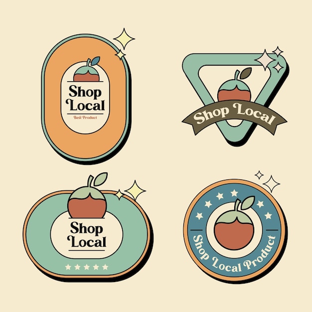 Hand drawn shop local labels