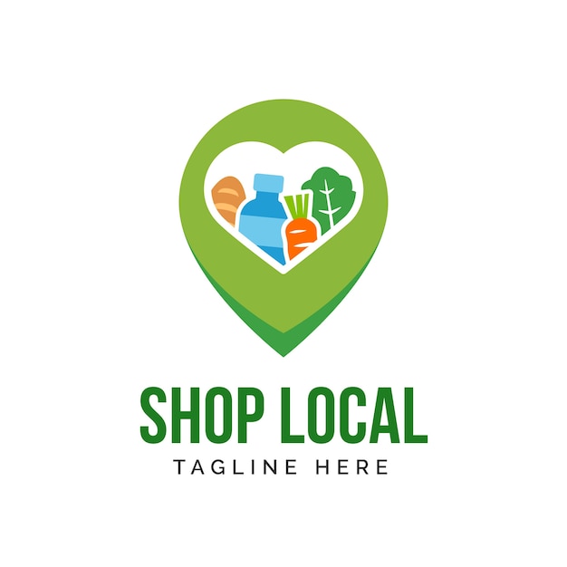 Hand drawn shop local logo design