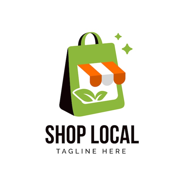 Hand drawn shop local logo design