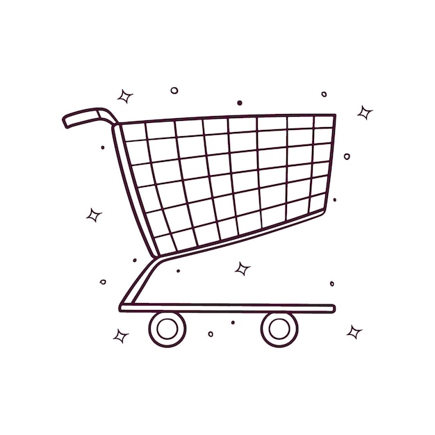 Hand drawn shopping cart vector illustration