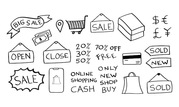 Hand Drawn Shopping Icon in doodle style