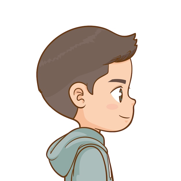 Hand drawn side profile cartoon illustration