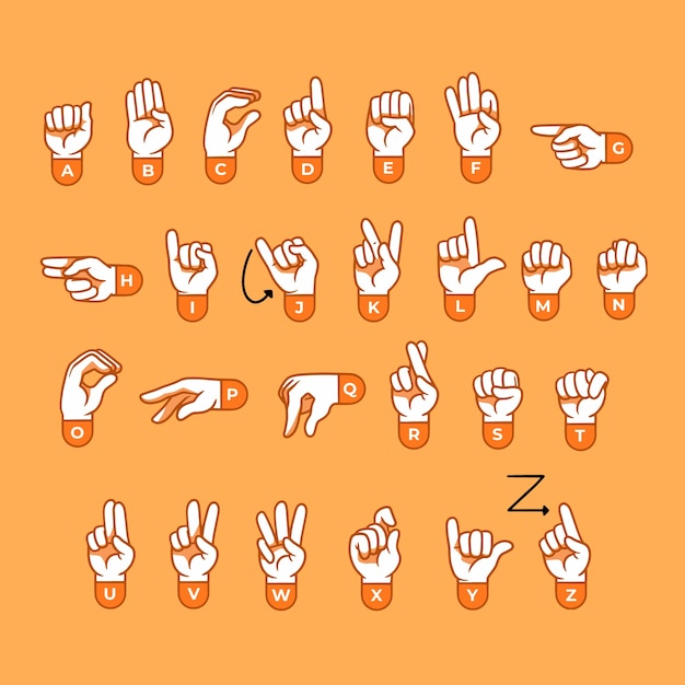 Hand drawn sign language collection illustration