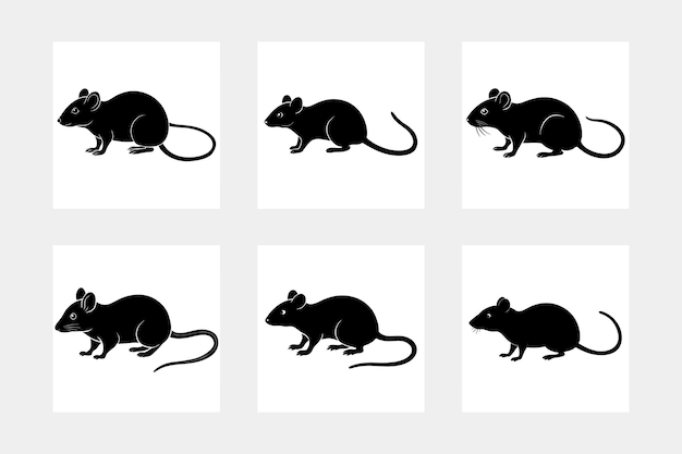 Hand drawn silhouette of rats vector