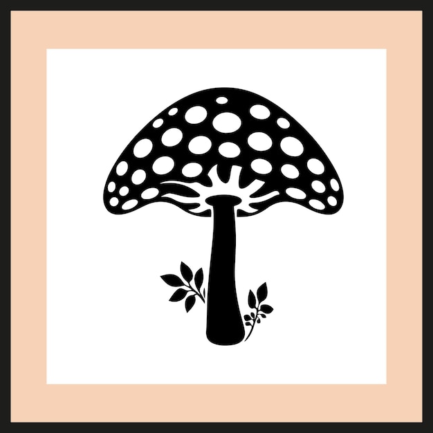 Hand drawn silhouettes of fly agaric mushroom silhouette vector clip art