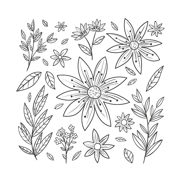 Hand drawn simple flower outline illustration