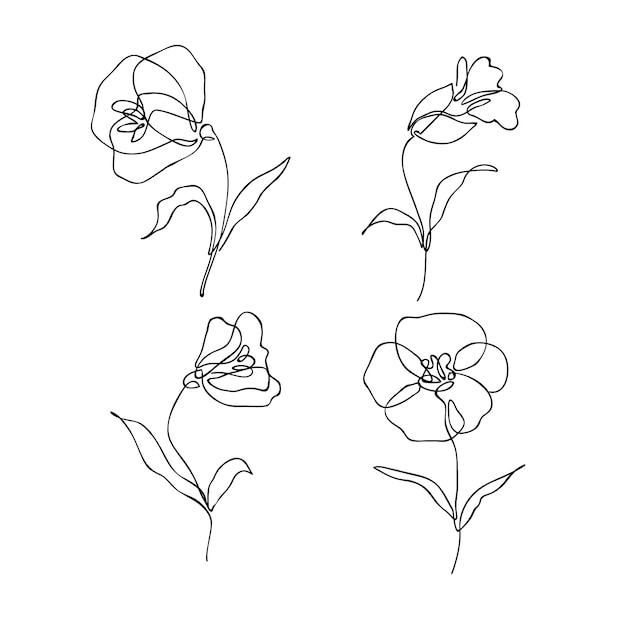 Hand drawn simple flower outline illustration