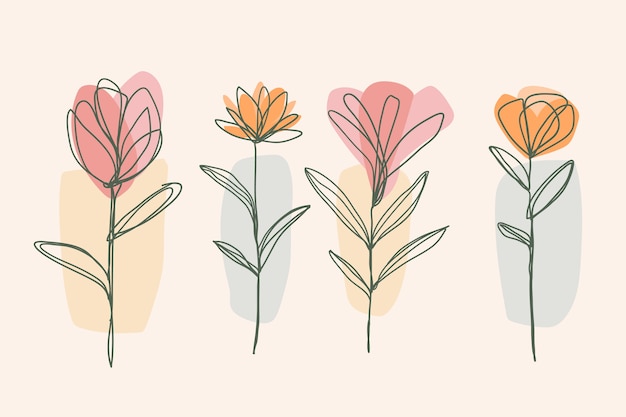 Hand drawn simple flower outline illustration