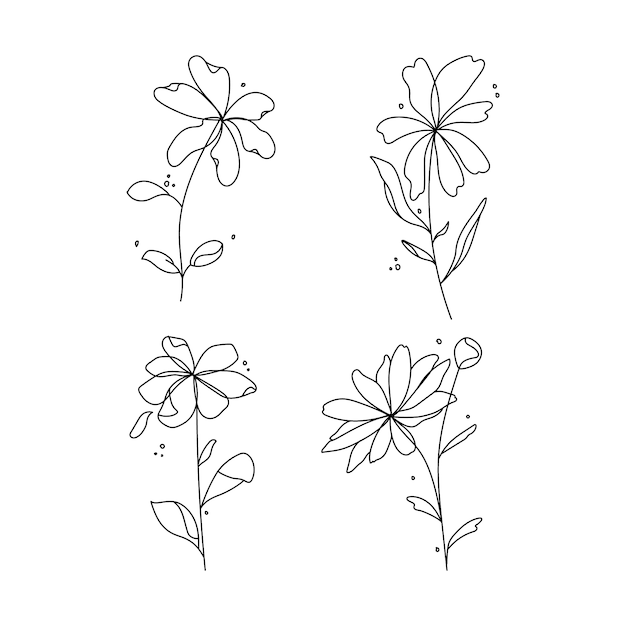 Hand drawn simple flower outline