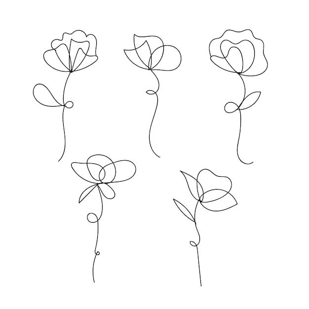 hand drawn simple flower outline