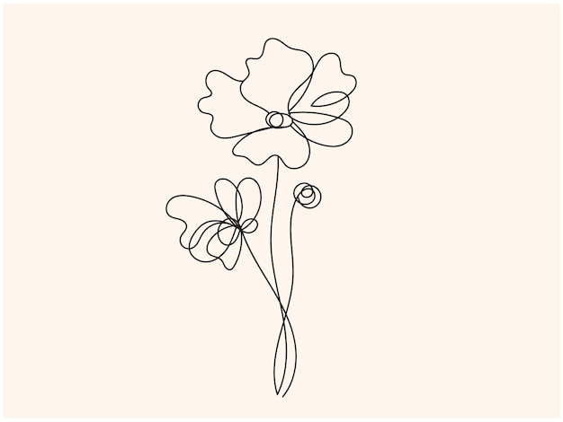 Hand drawn simple flower outline