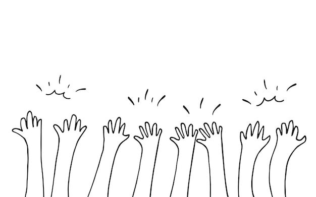 Hand drawn of simple hands clapping ovation applause hands gesture on doodle style