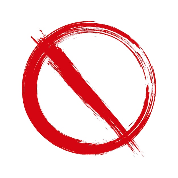 Hand drawn simple vector prohibition icon brush drawing ban sign