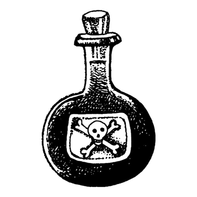 Hand drawn sketch bottle of poison vector illustration