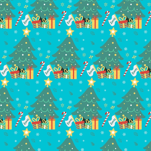 Hand drawn sketch chirstmas illustration seamless pattern in doodle style