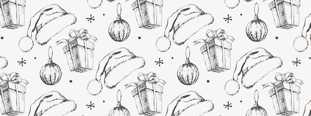 Hand-drawn sketch Christmas pattern NEw year gift