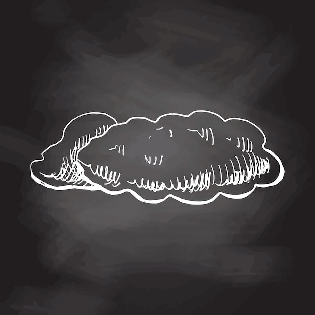 Hand drawn sketch of clouds isolated on chalkboard background